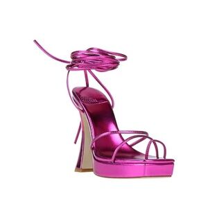 Jeffrey Campbell Metallic Fuchsia Lace-Up Platform Sandal